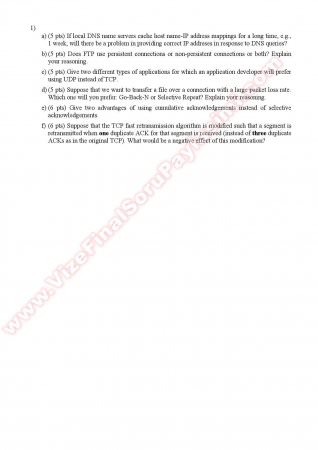 Computer Networks Midterm Questions - Spring 2013