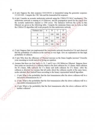 Computer Networks Final Questions - Fall 2014