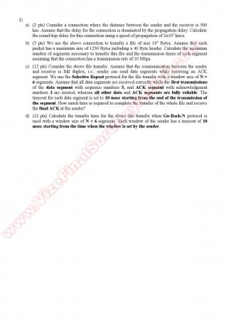 Computer Networks Midterm Questions - Fall 2014