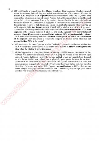 Computer Networks Midterm Questions - Spring 2014