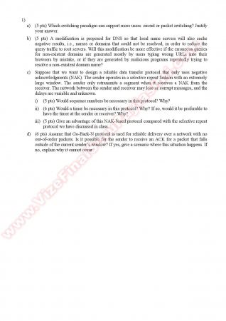 Computer Networks Midterm Questions - Spring 2014