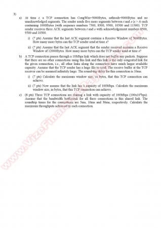 Computer Networks Midterm Questions - Spring 2014