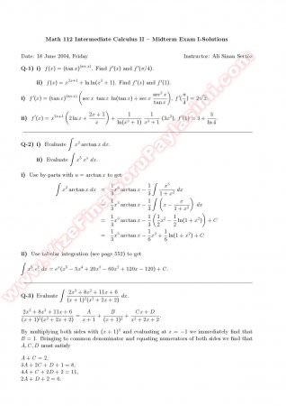 Intermediate Calculus2 Midterm Solutions