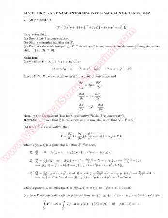 Intermediate Calculus3 Final Solutions -2008