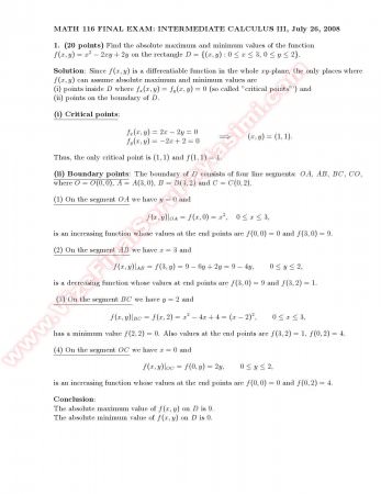 Intermediate Calculus3 Final Solutions -2008