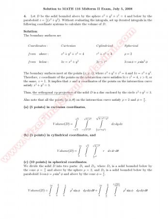 Intermediate Calculus3 Midterm2 Solutions -2008