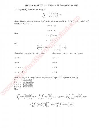 Intermediate Calculus3 Midterm2 Solutions -2008