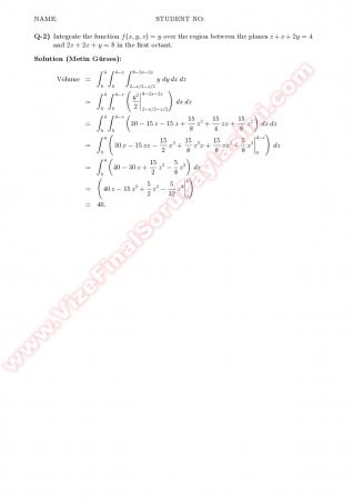 Intermediate Calculus3 Midterm2 Solutions -2009