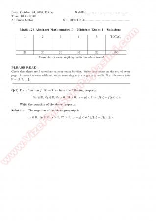 Abstract Mathematics1 Midterm Solutions -2008