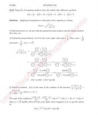 Complex Calculus Final Solutions - 2007