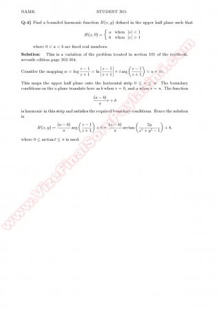 Complex Calculus Final Solutions - 2007