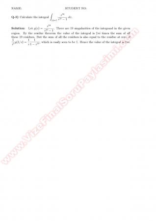 Complex Calculus Midterm2 Solutions - 2008