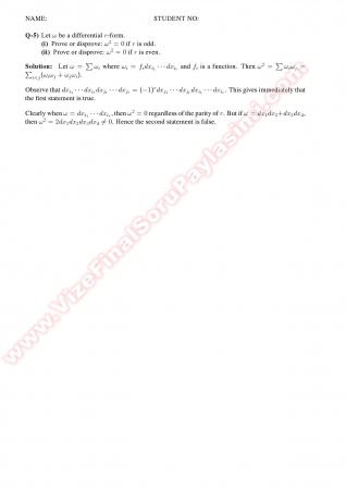 Advanced Calculus Final Solutions