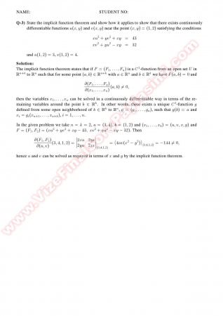 Advanced Calculus Final Solutions