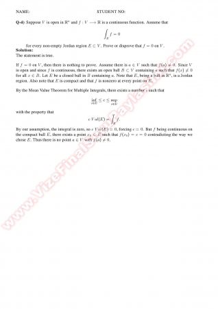 Advanced Calculus Final Solutions