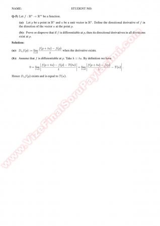 Advanced Calculus Midterm Solutions