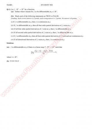Advanced Calculus Midterm Solutions