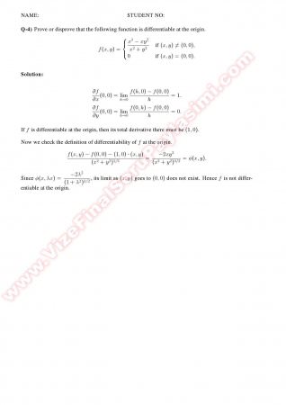 Advanced Calculus Midterm Solutions