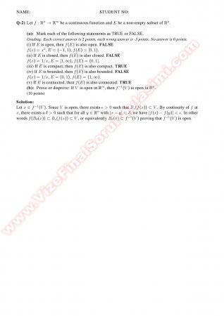 Advanced Calculus Midterm2 Solutions