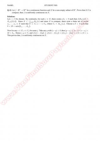 Advanced Calculus Midterm2 Solutions