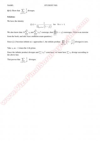 Complex Analysis2 Final Solutions -2011