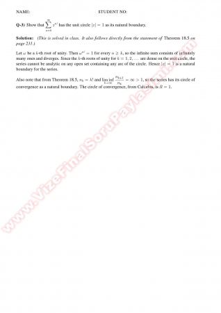 Complex Analysis2 Final Solutions -2011
