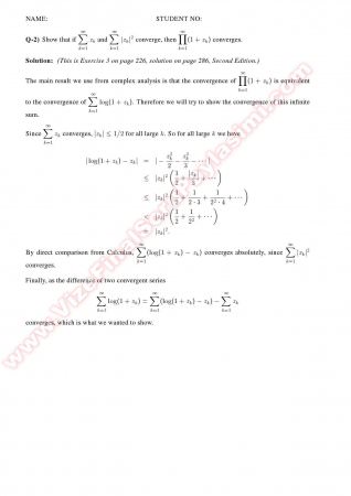 Complex Analysis2 Final Solutions -2011