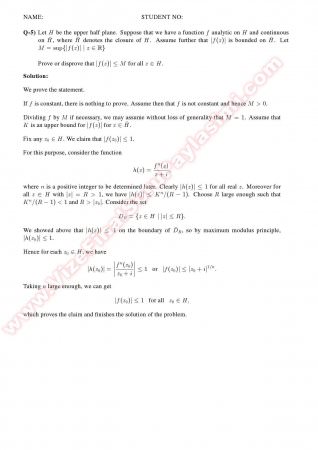 Complex Analysis2 Midterm Solutions -2011