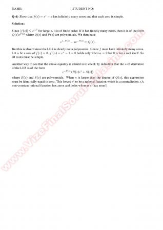 Complex Analysis2 Final Solutions Summer -2011