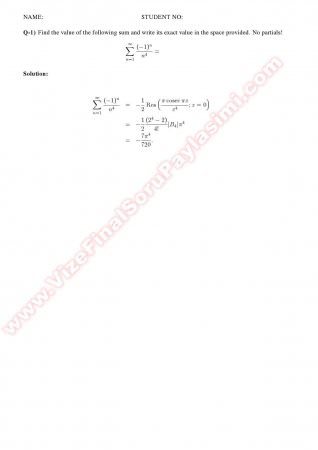 Complex Analysis2 Final Solutions Summer -2011