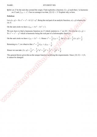 Complex Analysis2 Final Solutions Summer -2011