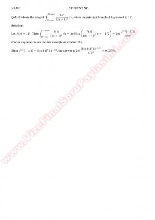 Complex Analysis2 Make Up Solutions Summer -2011