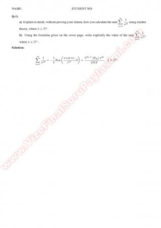 Complex Analysis2 Midterm Solutions Summer -2011