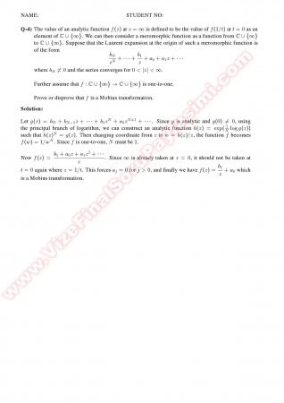 Complex Analysis2 Midterm Solutions Summer -2011