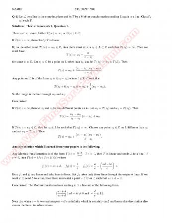 Complex Analysis2 Final Solutions -2013