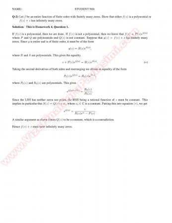 Complex Analysis2 Final Solutions -2013