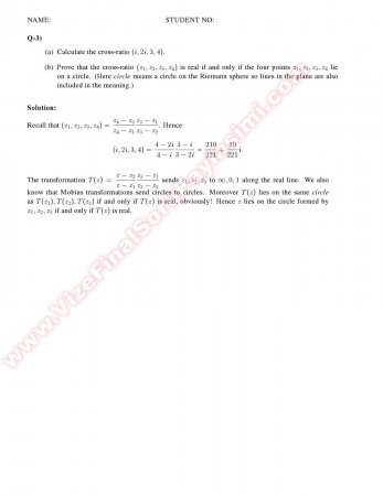 Complex Analysis2 Midterm Solutions -2013