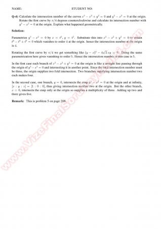 Algebraic Geometry Final Solutions -2011