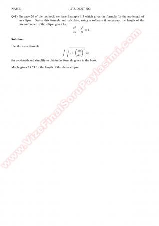 Algebraic Geometry Final Solutions -2012