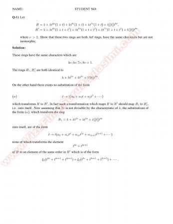 Algebraic Geometry Final Solutions -2014