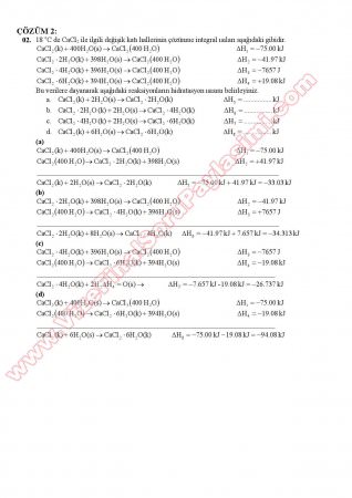 Fiziksel Kimya -1 Final Soruları ve Çözümleri -2013