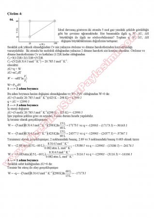 Fiziksel Kimya -1 Final Soruları ve Çözümleri -2013