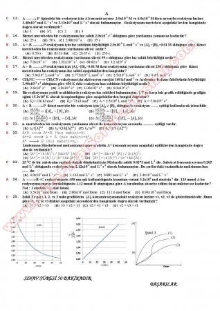 Fiziksel Kimya -3 Vize Soruları Cevapları