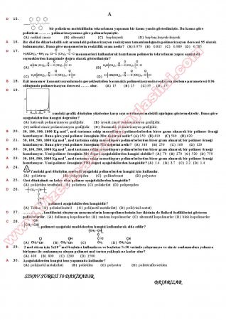 Polimer Kimyası Vize Soruları Cevapları (2012)