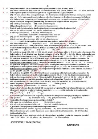 Polimer Kimyası Final Soruları ve Cevapları (2013)