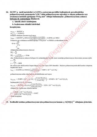 Polimer Kimyası Vize Soruları Cevapları (2014)