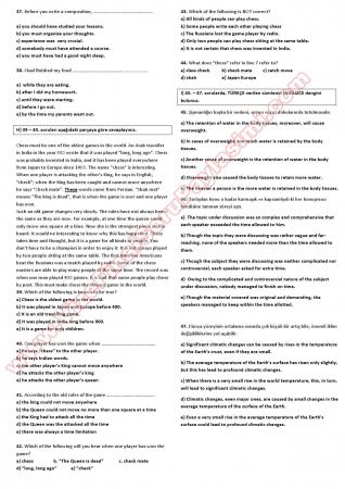 Yüksek Lisans İngilizce Hazırlık Muafiyet Soruları