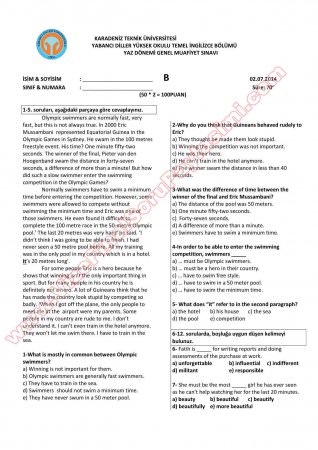 İngilizce Muafiyet Soruları - 2014