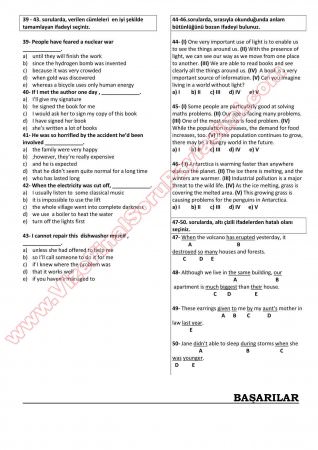 İngilizce Muafiyet Soruları - 2014