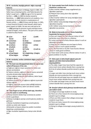 İngilizce Muafiyet Soruları - 2014